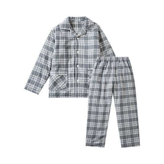 【🔥Hot Sale】100% Cotton Flannel Three-Layer Quilted Thickened Pajama Set
