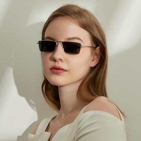 🔥Hot Sale | Rebel Silver Black Rectangle Sunglasses