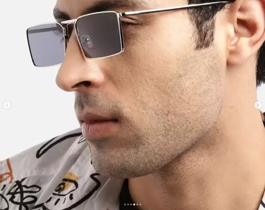 🔥Hot Sale | Rebel Silver Black Rectangle Sunglasses