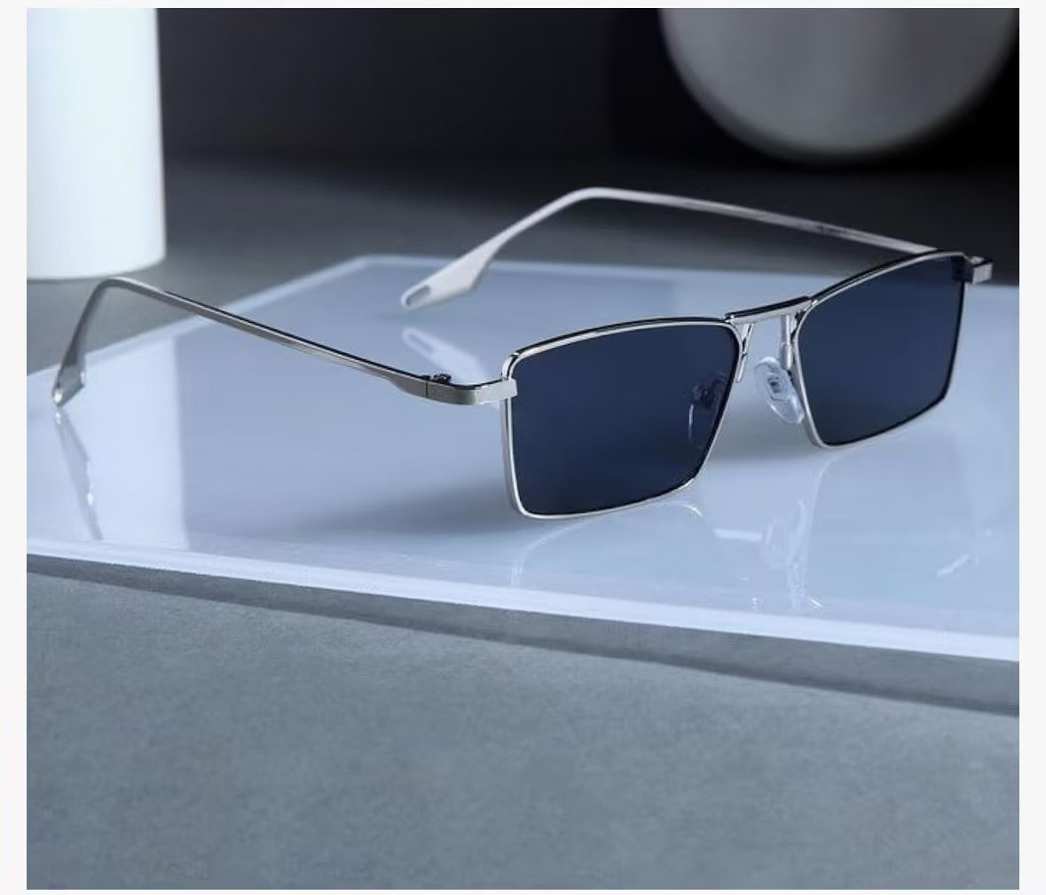 🔥Hot Sale | Rebel Silver Black Rectangle Sunglasses