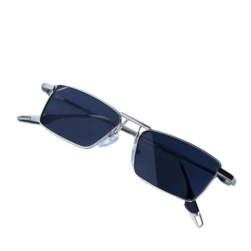 🔥Hot Sale | Rebel Silver Black Rectangle Sunglasses