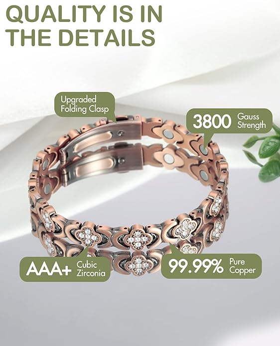 【🔥Hot Sale】Copper Bracelets for Women. Pure Copper Magnetic Bracelet with 3800 Gauss Effective Magnets