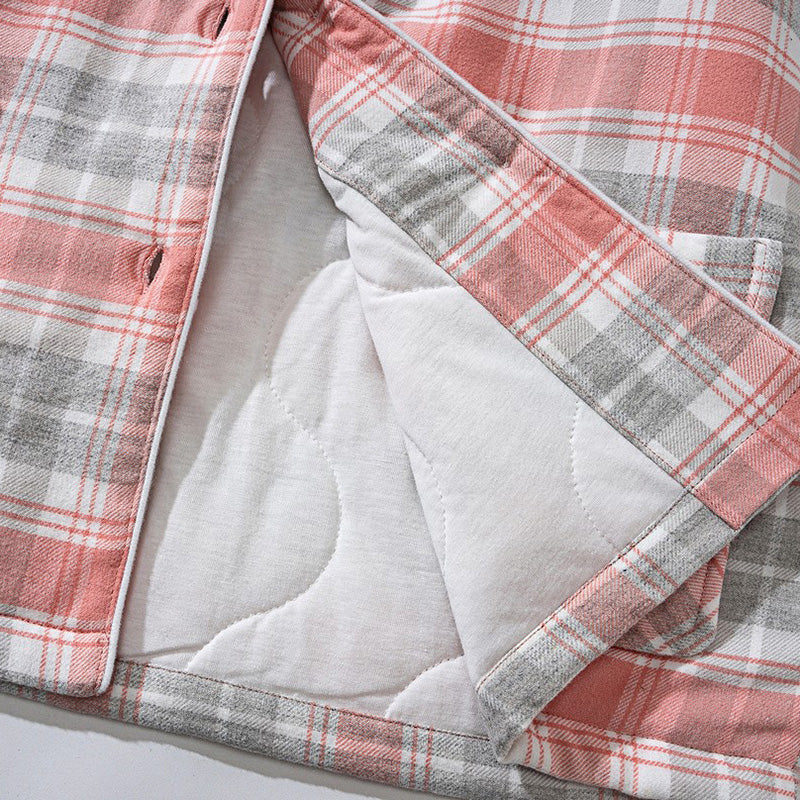 【🔥Hot Sale】100% Cotton Flannel Three-Layer Quilted Thickened Pajama Set