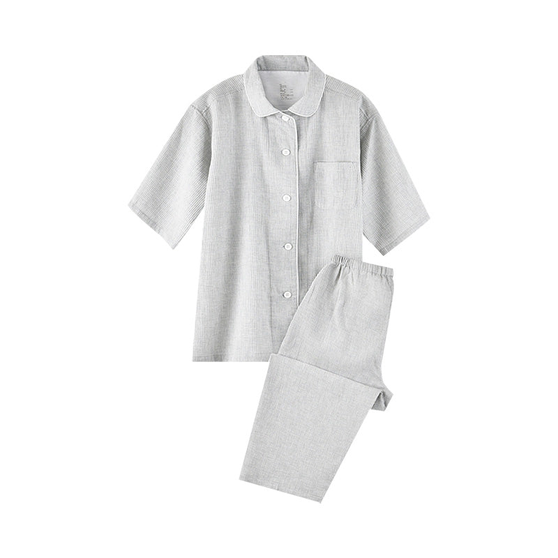 【🔥Hot Sale】100% Cotton Waffle Weave Short-Sleeve Pajama Set