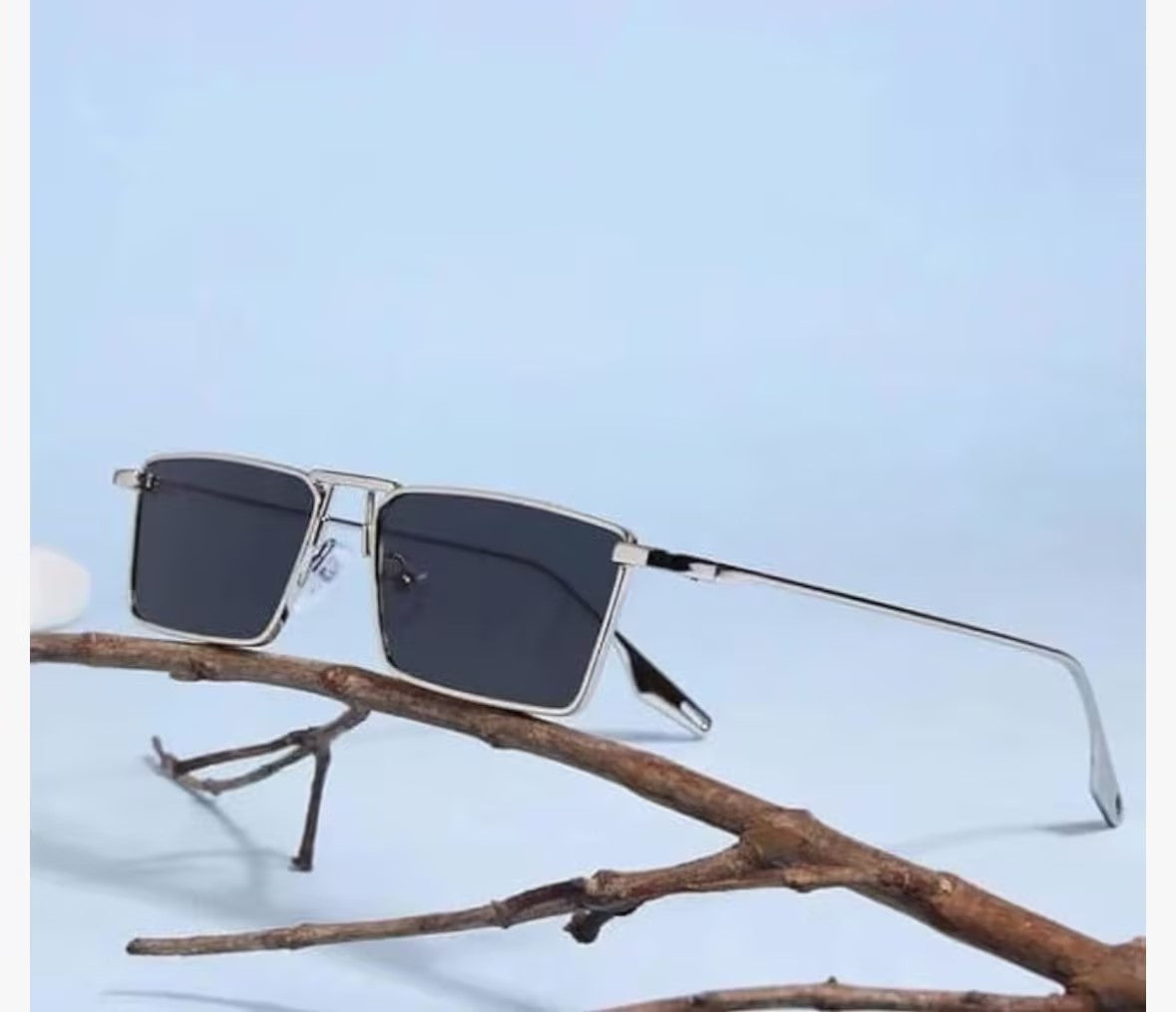 🔥Hot Sale | Rebel Silver Black Rectangle Sunglasses