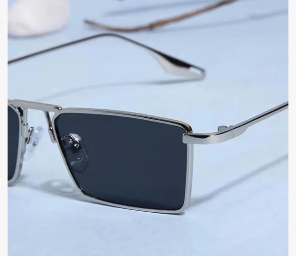 🔥Hot Sale | Rebel Silver Black Rectangle Sunglasses