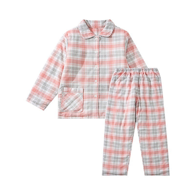 【🔥Hot Sale】100% Cotton Flannel Three-Layer Quilted Thickened Pajama Set