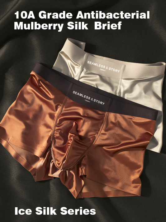 Elegant Silk Men's Ice Silk Underwear Mulberry Silk Antimicrobial Men's Boxer Briefs