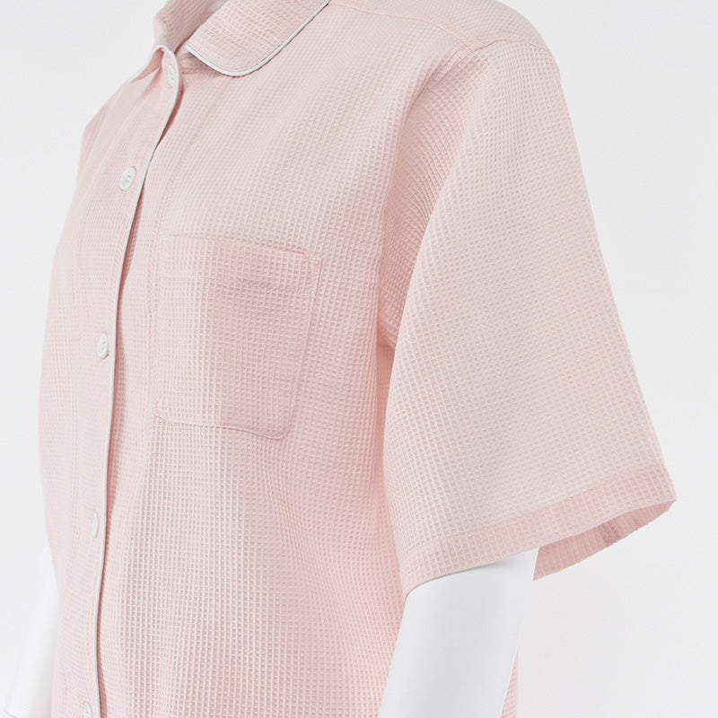 【🔥Hot Sale】100% Cotton Waffle Weave Short-Sleeve Pajama Set
