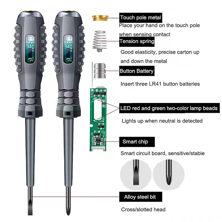 【🔥Hot Sale】2-in-1  High Torque Strong Magnetic Screwdriver Electricity Detector